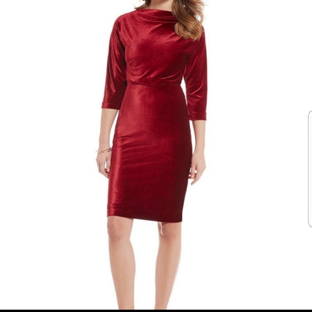 Badgley Mischka red velvet dress